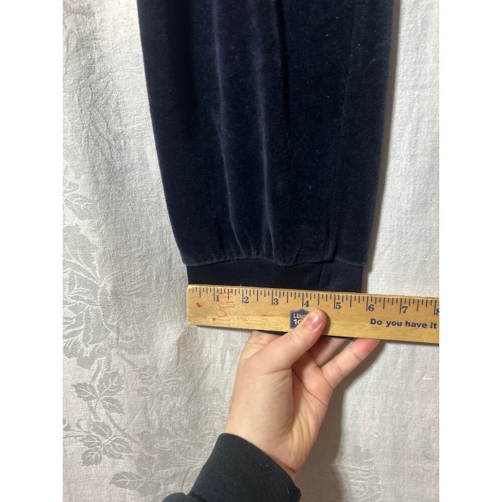 Juicy Couture Velour Pants XL Navy Blue Track Joggers Drawstring Y2K Elastic Cuf - Picture 9 of 13